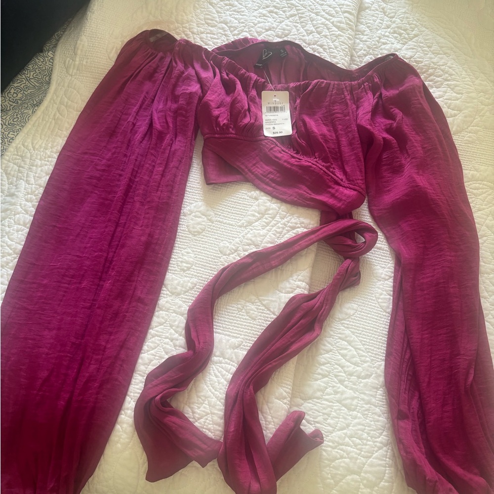 Womens Off-Shoulder Burgundy Top